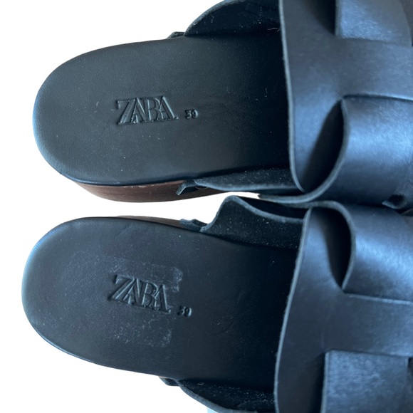 NWT ZARA black wooden clogs - Picture 7 of 7